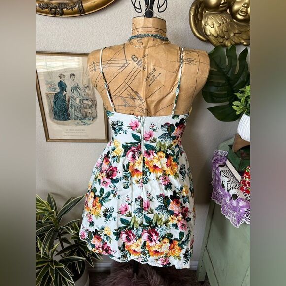 Emerald Sundae Pink Maroon Yellow Linen Blend Fit & Flare Dress Sz 7 Feminine - Picture 6 of 13